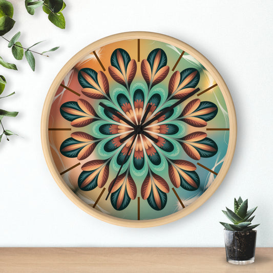 Bohemian Floral Wall Clock, Colorful Home Decor, Unique Gift for Nature Lovers, Vintage Style Clock, Artisanal Wall Art