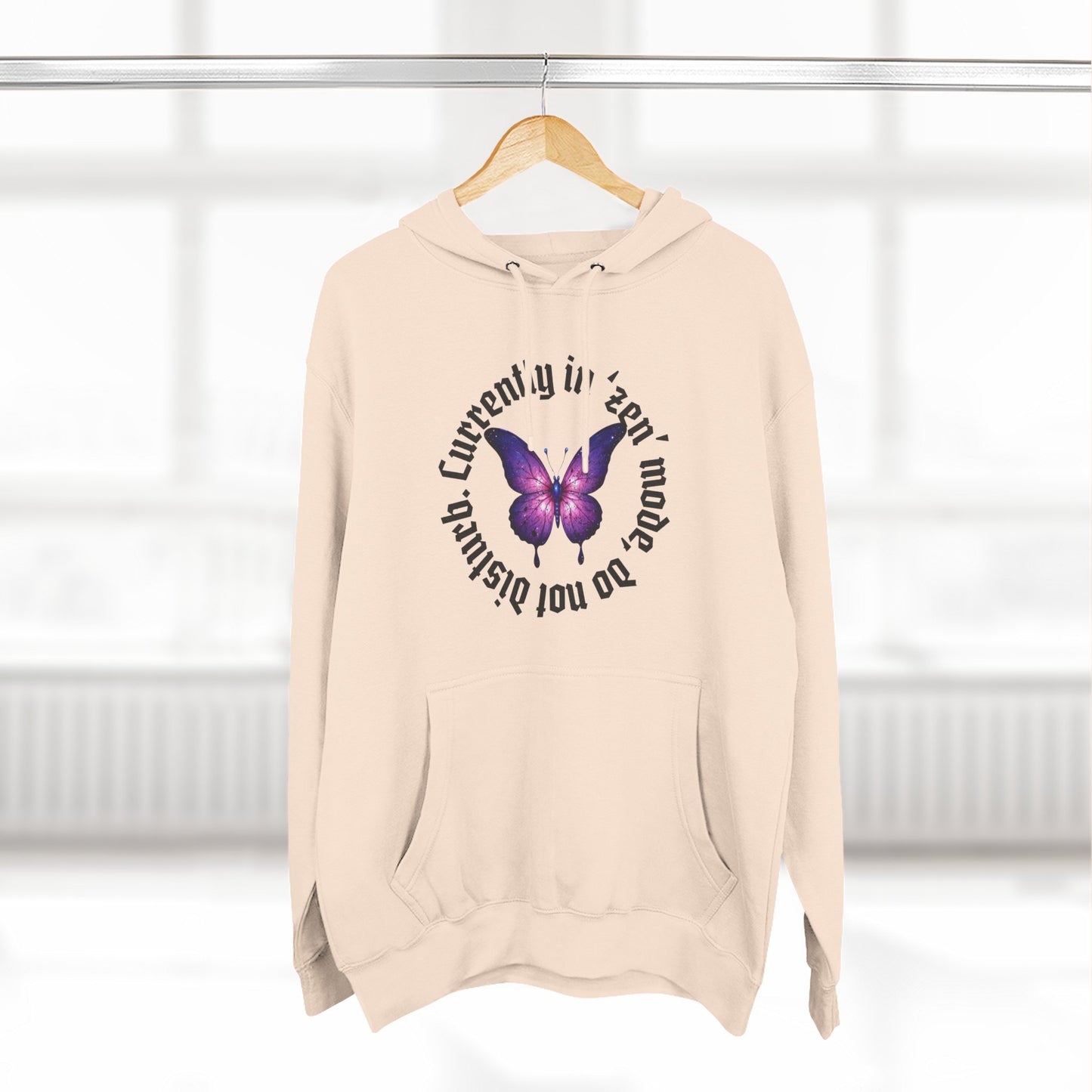 Butterfly Quote Fleece Hoodie - 'Currently in Gear'