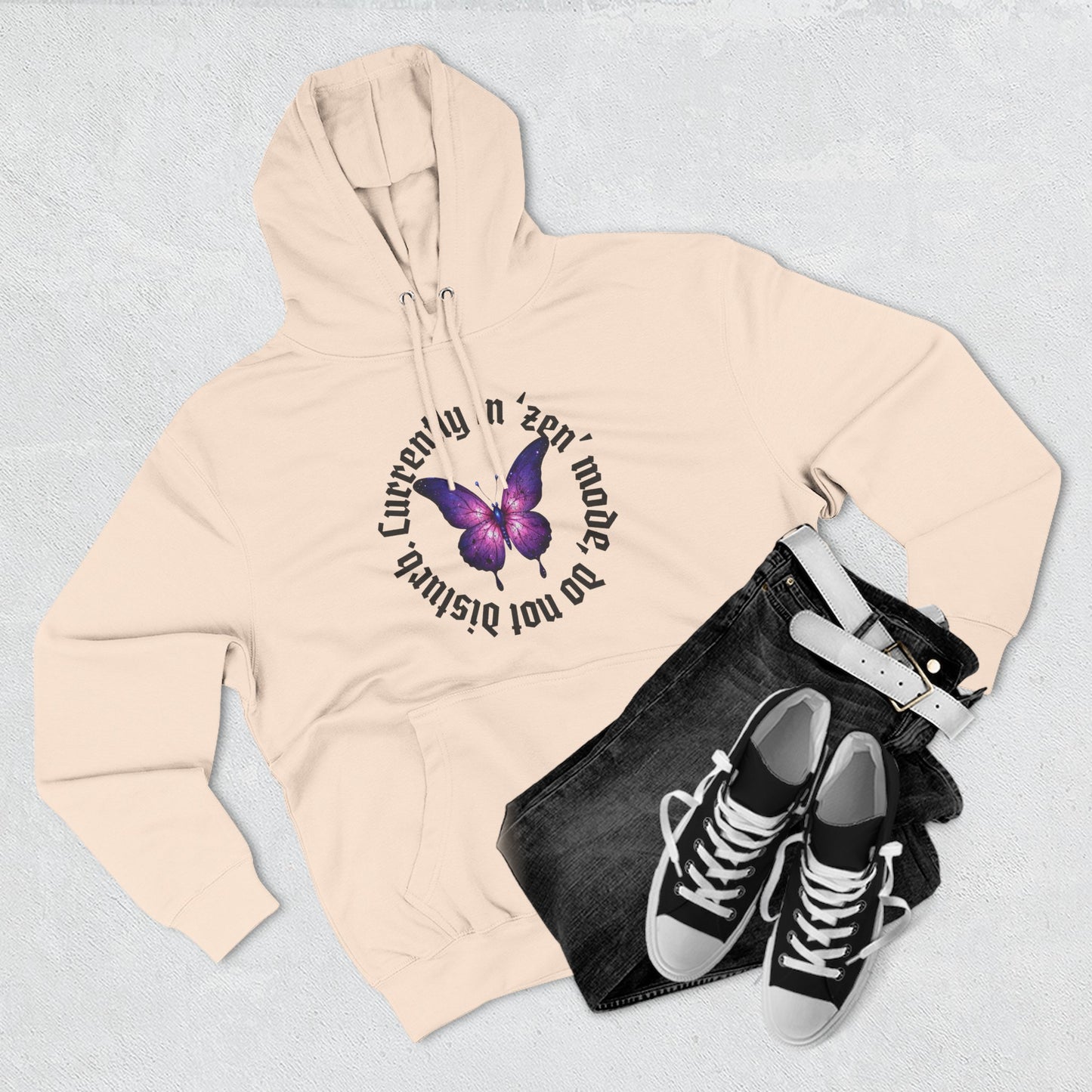 Butterfly Quote Fleece Hoodie - 'Currently in Gear'