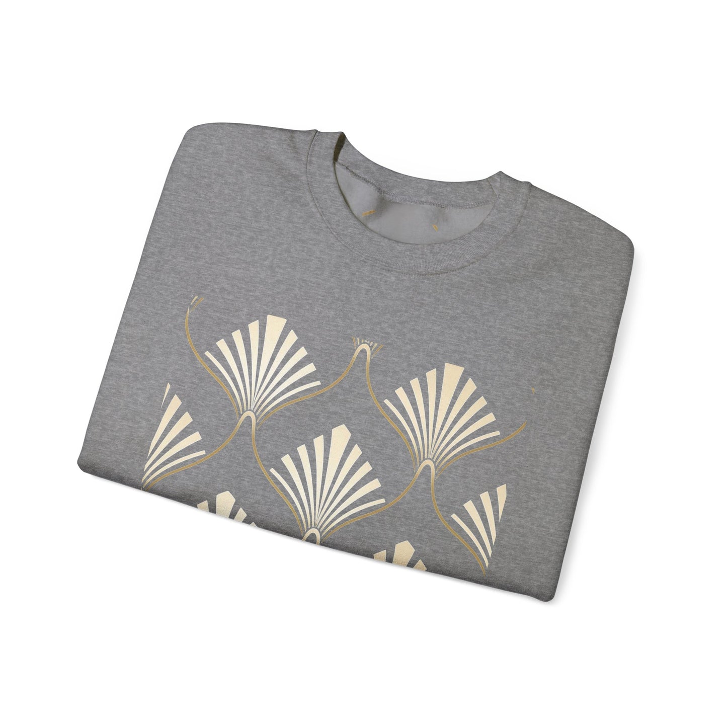 Elegant Gold Fan Pattern Crewneck Sweatshirt