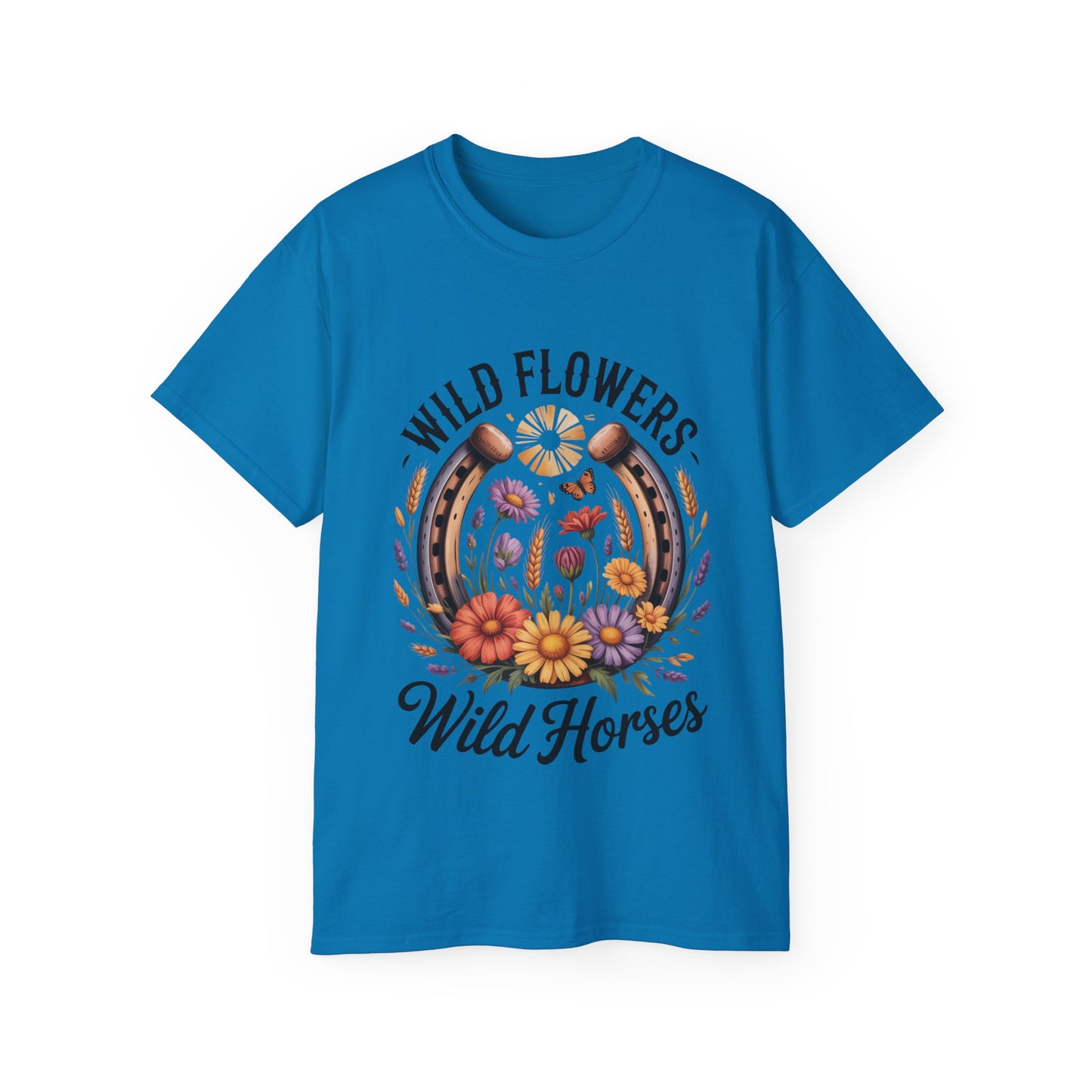 Wild Flowers Wild Horses Tee, Nature Lover Shirt, Equestrian Gift, Floral Graphic T-Shirt, Summer Fashion, Boho Style