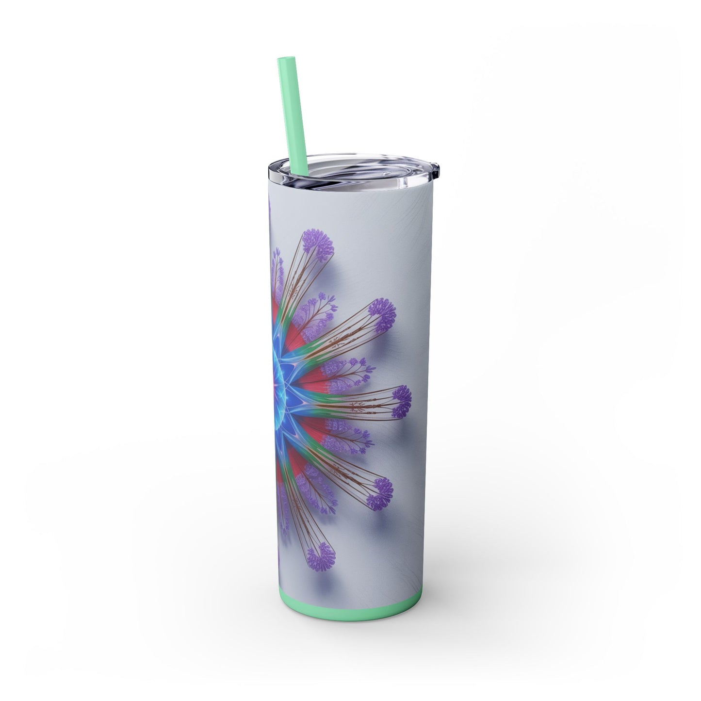 Vibrant Floral Skinny Tumbler with Straw, Flower Pattern Drink Cup, Eco-Friendly Travel Mug, Perfect for Summer Parties, Gifts for Her