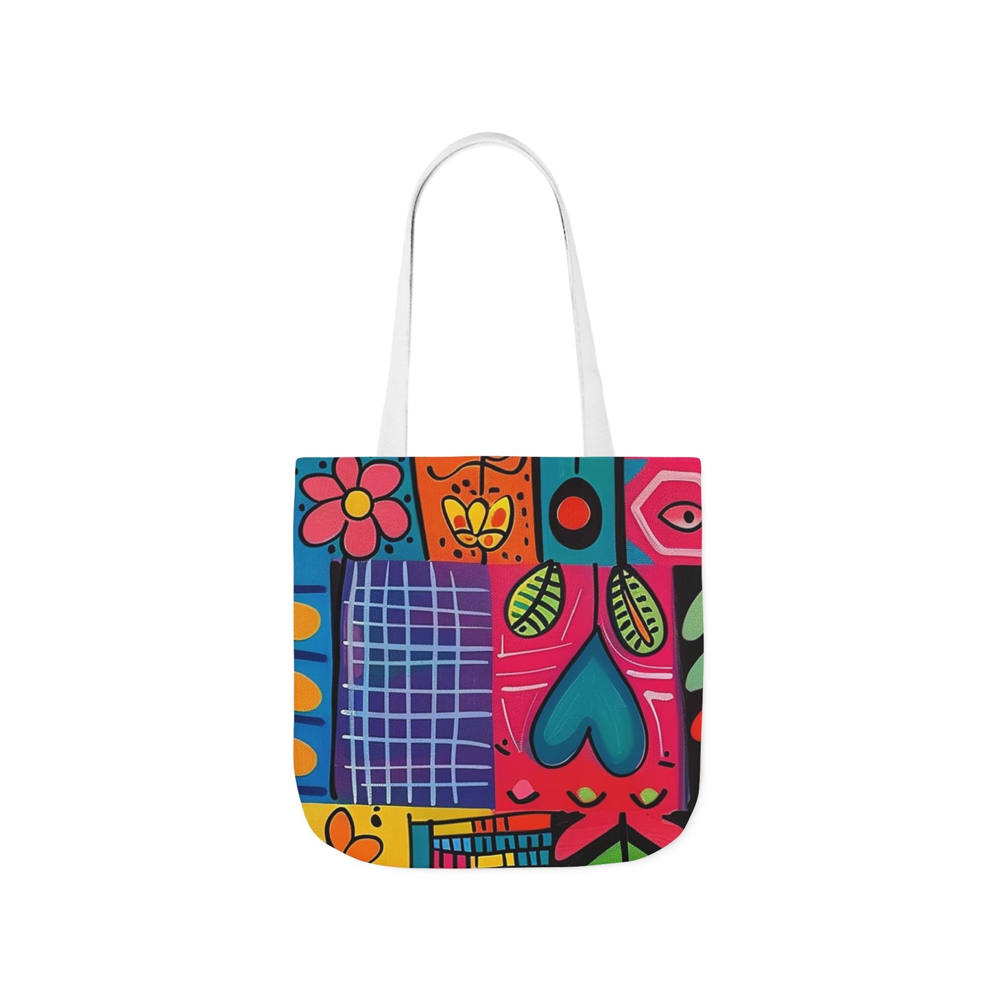 Colorful Canvas Tote Bag with 5-Color Straps - Perfect for Spring & Summer Outings