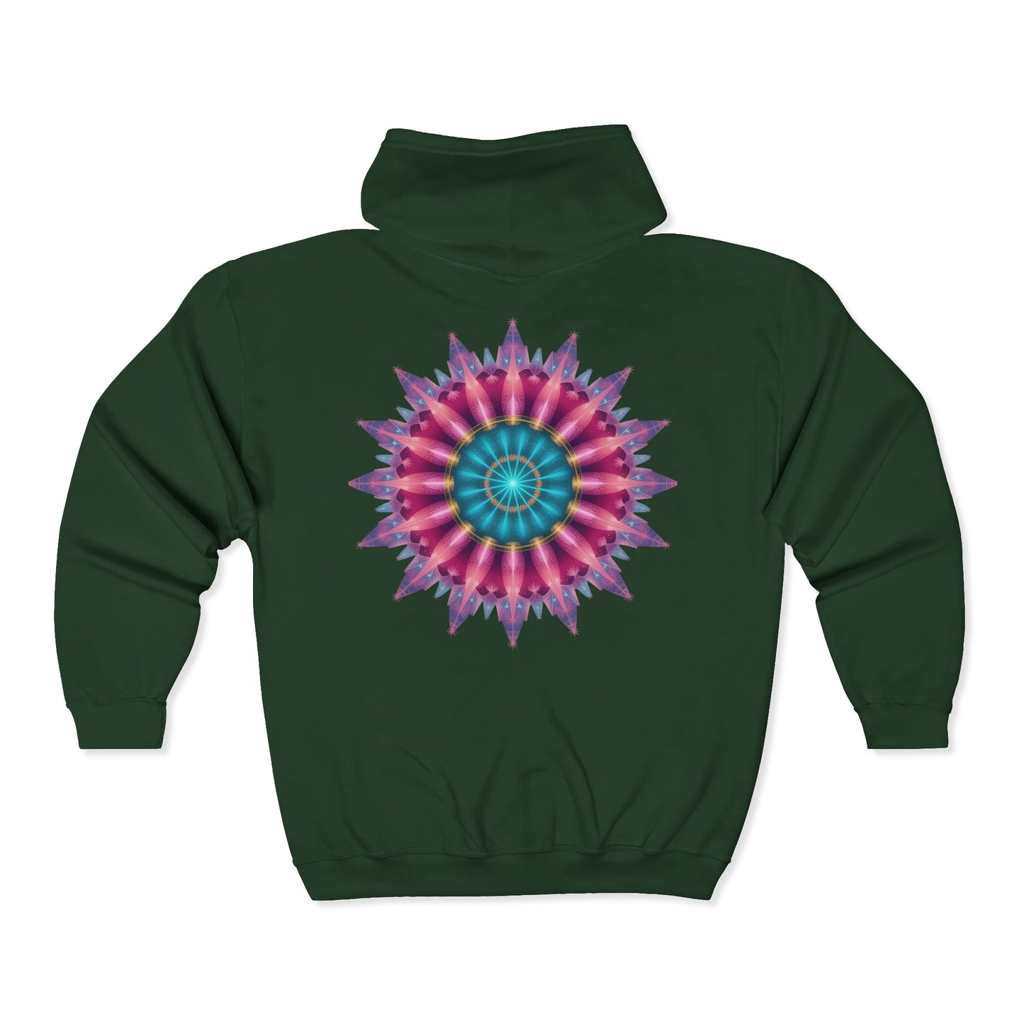 Colorful Mandala Zip-Up Hoodie for Cozy Comfort, Women's Fashion, Festival Wear, Holiday Gift, Art-Inspired Outerwear