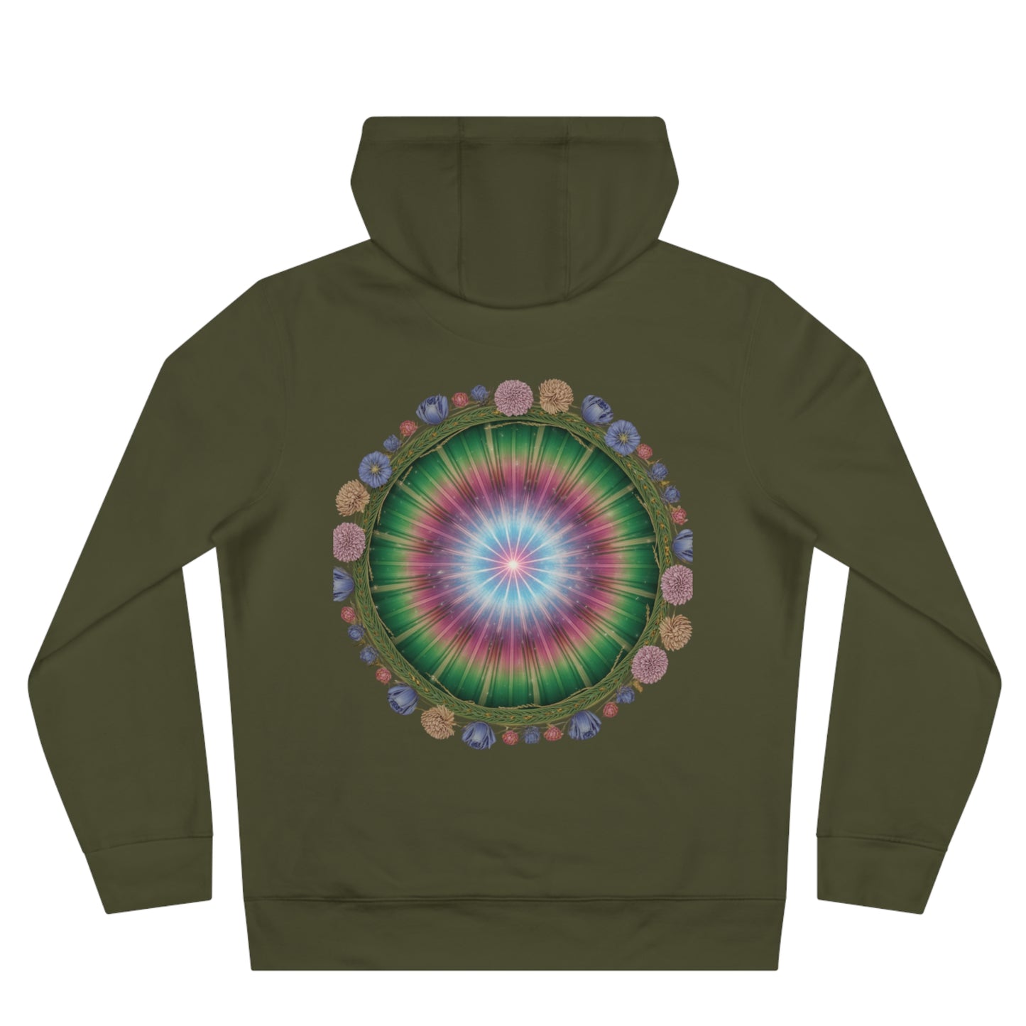 Colorful King Hooded Sweatshirt with Floral Mandala, Comfortable Streetwear, Layering Piece, Casual Wear, Trendy Hoodie