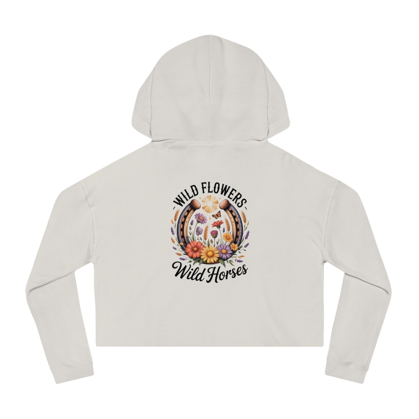 Bohemian Cropped Hoodie, Women’s Fashion Sweatshirt, Floral Design Hoodie, Summer Layering Top, Wildflowers Sweatshirt