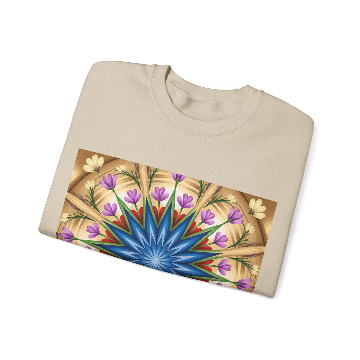 Kaleidoscope Floral Crewneck Sweatshirt, Cozy Sweater for Casual Style, Spring Fashion, Gift for Her, Mandala Art