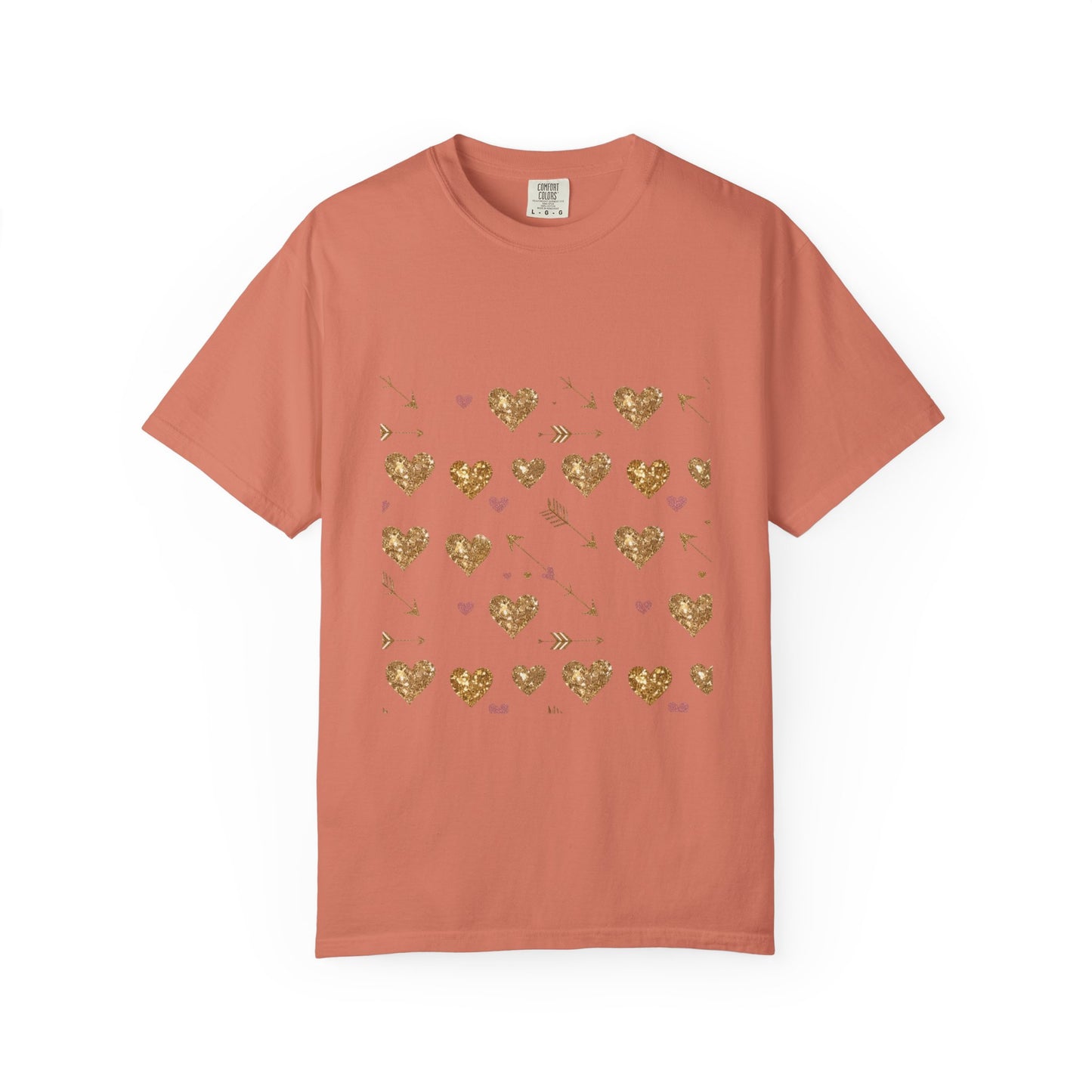 Camiseta de mujer con estampado de corazón dorado: perfecta para el amor cotidiano 